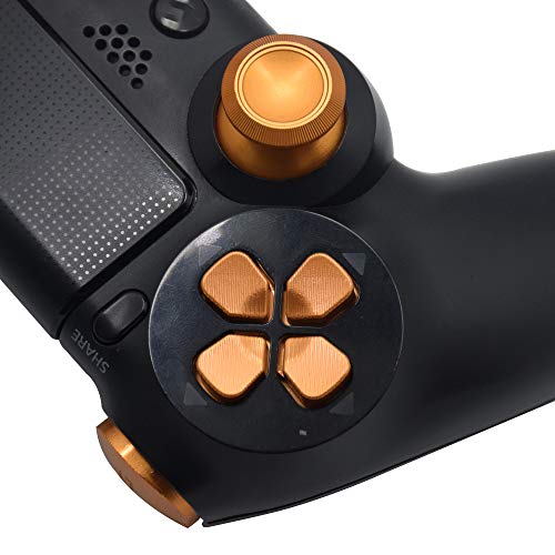 TOMSIN Metal Buttons for DualShock 4, Aluminum Metal Thumbsticks Analog Grip & Bullet Buttons & D-pad & L1 R1 L2 R2 Trigger for PS4 Controller Gen 1 (Gold)