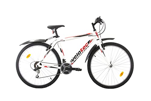 Multibrand Probike VTT Shimano 26' avec cadre en aluminium 18 vitesses, pour homme et garçon, garde-boue, convient à partir de 165 à 183 cm (aluminium, blanc, rouge)
