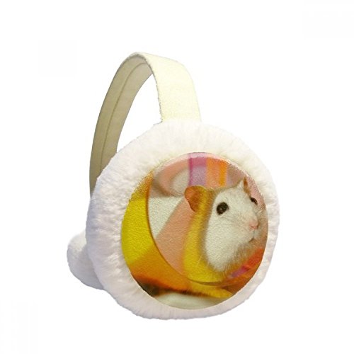 Orejeras de rata para invierno de felpa blanca unisex plegables
