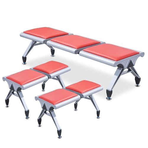 SFSLBFB Waiting Room Chairs Set - 3pc Office Reception Seating Bench with Metal Frame, No Backrest for Airports, Hospitals, Banks, Salons, Conferences