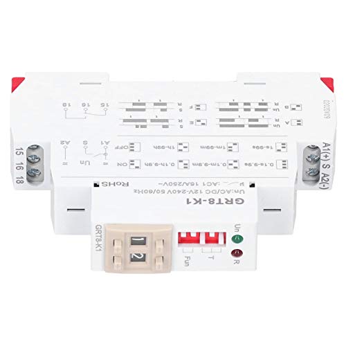 Relé Temporizador Digital, 4 Modos de Retardo, 12V-240V AC/DC, GRT8-K1, Programador Horario - Amplio Rango 0.1s a 99h, Alta Precisión, Instalación en Carril DIN