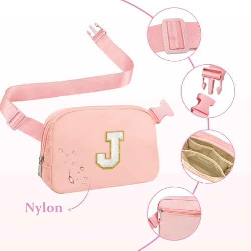 Image of COSHAYSOO Pink Fanny Pack for Girls Purse Crossbody Belt Bag with Initials, Personalized 6 7 8 9 10 11 12 Year Old Teen Girl Birthday Gift Ideas Christmas Gifts Preteen Tween Trendy Stuff Letter J