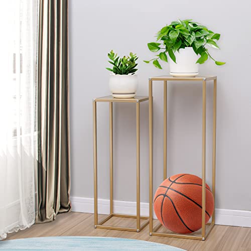 Lanpu Tall Pedestal Metal Plant Stands, Display Rack Cylinder Tables For Parties, Pedestal Stand, Golden Nesting Display End Table, Flower Pot Holder Indoor Outdoor For Garden, Patio, Terrace, Living Room(Gold) #TOP3
