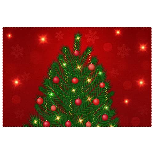 Cloth Placemats, Washable Table Mats For Dining Table Set Of 6, Christmas Christmas Tree #TOP28