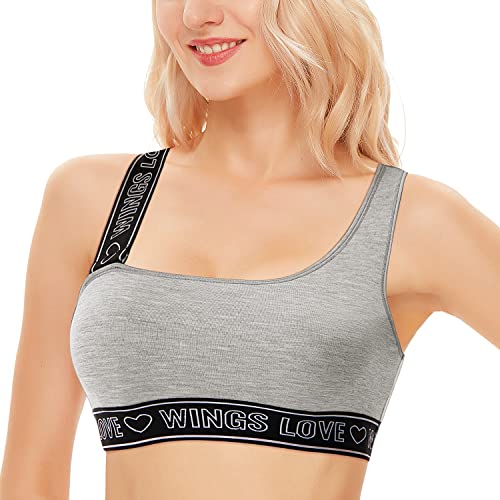 Wingslove One Shoulder Sports Bra For Women Mid Impact Sports Bra Yoga Comforty Everyday Bra Light Grey #TOP1