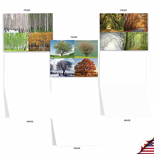 Image of The Best Card Company - 10 Beautiful Note Cards Blank (4 x 5.12 Inch) - Fall and Autumn Season, Boxed Notecard Assortment - Four Seasons M6489OCB