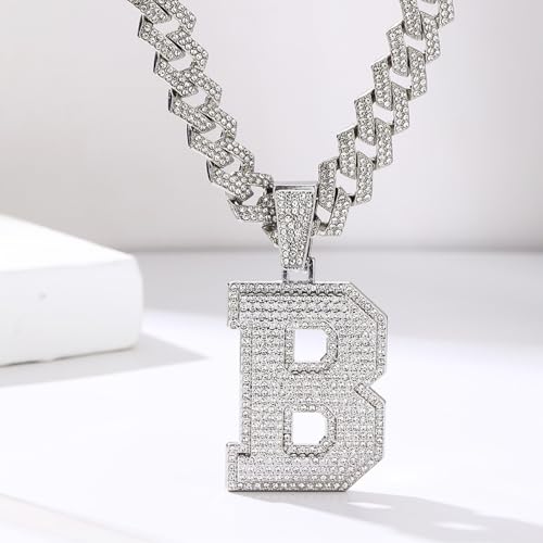 Cuban Link Chain for Men, Miami Men's Chain Silver Gold Plated Necklace for Diamond Chain for Ice Chain Hip Hop Jewelry Gift, Rhinestone pendant necklace for fashion jewelry4