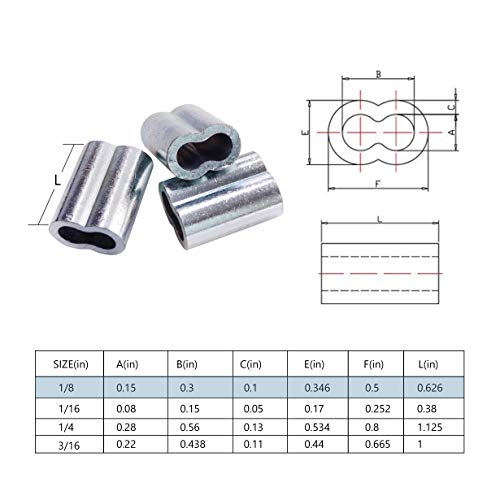 Higood AL001 Aluminum Crimping Loop Sleeve For 1/8 Inch Diameter Wire Rope And Cable  thumb #2