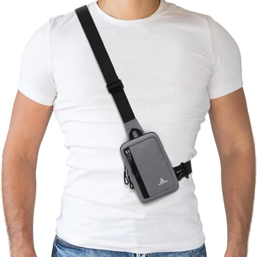 Peicees Small Crossbody Bag for Men & Women, Grey
