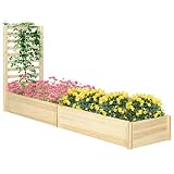 Outsunny Jardinera Exterior Grande de Madera 230x60x110 cm Madera Natural