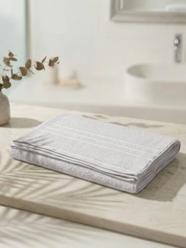 Image of Monte Carlo Essential 100% Cotton Bath Towel | 340 GSM Ultra Lightweight & Quick Dry | Soft Absorbent Large Towel 75x150 cm | Skin Friendly Daily Use Bathroom Towel for Men & Women (Soho) | White