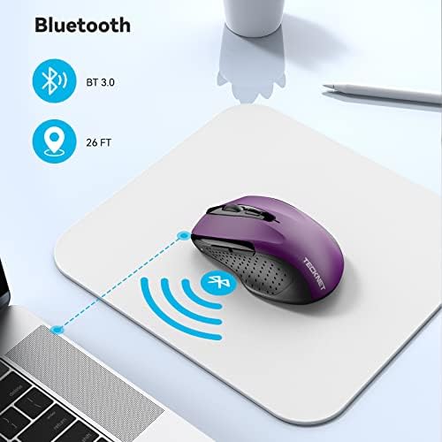 TECKNET Bluetooth Mouse, 2600DPI Adjustable Wireless Mouse With 24 Months Battery Life Cordless Mice for Computer/PC/Tablet/Laptop Portable Small Travel Mouse