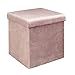HOME DECO FACTORY Coffre Pouf Pliable Rangement Gain de Place Velours Cotele Rose