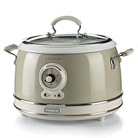 Ariete 2904 Rice Cooker + Slow Cooker - Cuociriso Elettrico con bowl in ceramica - Sushi fatto in casa - Multicooker - Linea Vintage - 3,5 L - 700 W - Beige