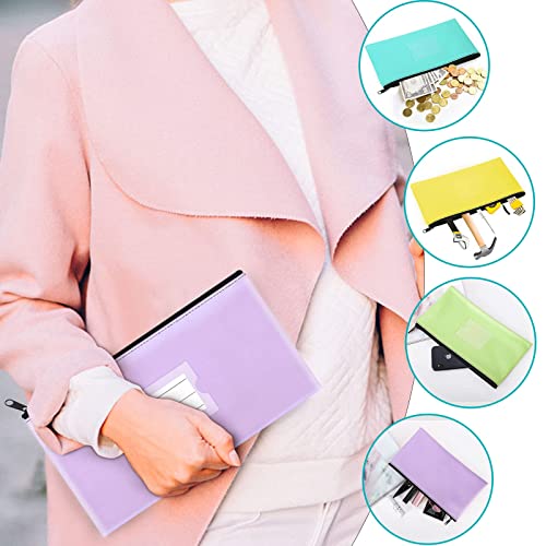 Sinzip 4 Pack Bank Deposit Money Bag, Heavy Duty Leatherette Security Zipper Wallet With Clear Window, Coin Bag, Cash Bag, Tool Pouch, Assorted Colors (4 Pack Mix-Color03) #TOP2