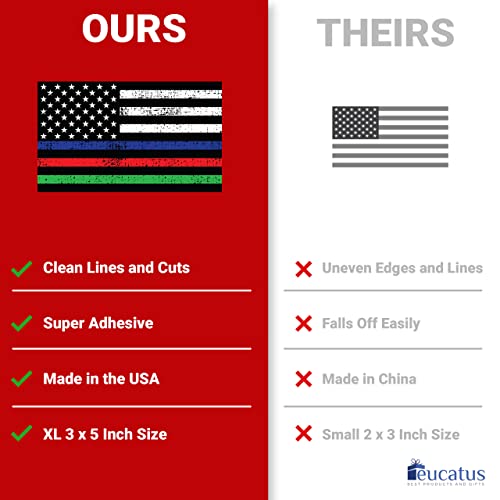Eucatus Best Products And Gifts Premium, Distressed Thin Red Blue Green Line Flag 3X5 Inch Decals 10 Pk. Glossy Usa Made Vinyl Car, Truck Or Van Bumper Stickers S Thin Line Flag Set 0 #TOP6