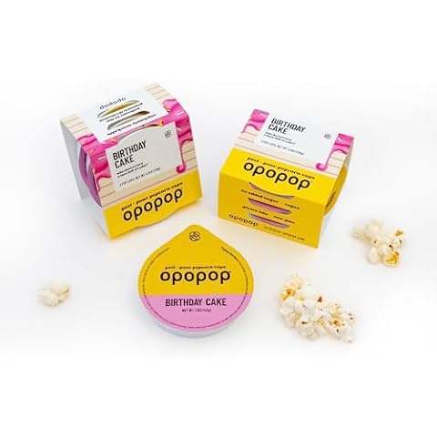 Opopop Microwave Popcorn - Pop Cups Birthday Cake 6-Pack, Non-GMO Gourmet Popcorn Kernels & Popcorn Flavoring, Gluten Free Snacks, Easy to Make and No Mess Cover