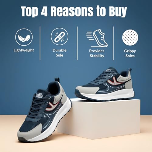 Image of BRUTON Nexor-606 Men's Casual Sneakers | Stylish Lightweight Lace-Up Shoes for Men | Comfortable Walking Shoes | Trendy Fashion Footwear