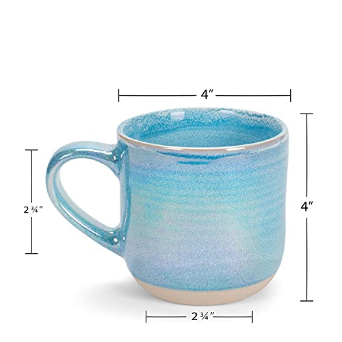 Elanze Designs Glossy Reactive Glaze Large 17 Fluid Ounce Everyday Kitchen Food Grade Ceramic Stoneware Coffee Mug Cup with Comfort Curved Handles, Set of 4, Blue - Image 2