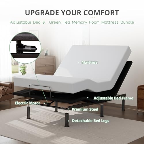 Image of Twin XL Adjustable Bed Base Frame, Electric Bed Base with Wireless Remote, Zero Gravity Bed, Head and Foot Incline, Anti-Snore,Easy Assembly