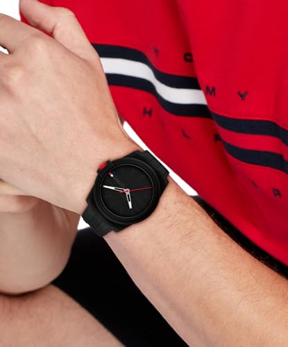Image of Tommy Hilfiger Men's 3-Hand Quartz Watch - Casual Sport Style, Silicone Strap, Water-Resistant to 50 Meters, Everyday Fashion Wristwatch, Gift for Him - 44mm