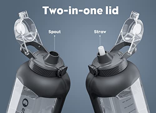 Encool 0.4 Gallon Motivational Water Bottle With Time Markers, 51 Oz Water Jug Removable Straw And Handle, Leak-Proof Lid Bpa Free Tritan Plastic For Outdoor Sports, Gym, And Fitness (Black Night) #TOP6