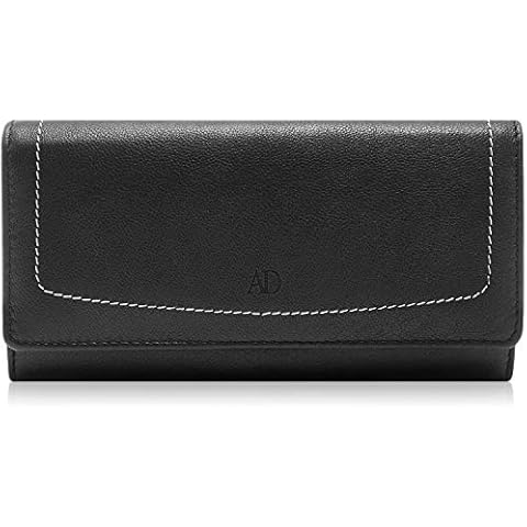 Leather Clutch RFID Wallets For Women - Big Womens Wallet Accordion Purse Organizer Zip Coin Pouch Gifts For Women Cover