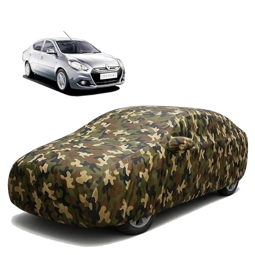 Image of Sulfar 100% Waterproof Car Body Cover Compatible with Mirror for Renault Scala with Long Lasting Durable Material (Triple Stitched, Full Bottom Elastic, Camouflage Army)