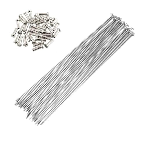 Ruedas flexibles de alta resistencia 700C para bicicleta de carretera de 26 pulgadas, radios de bicicleta de montaña, pezones, radios de acero inoxidable (294 mm)