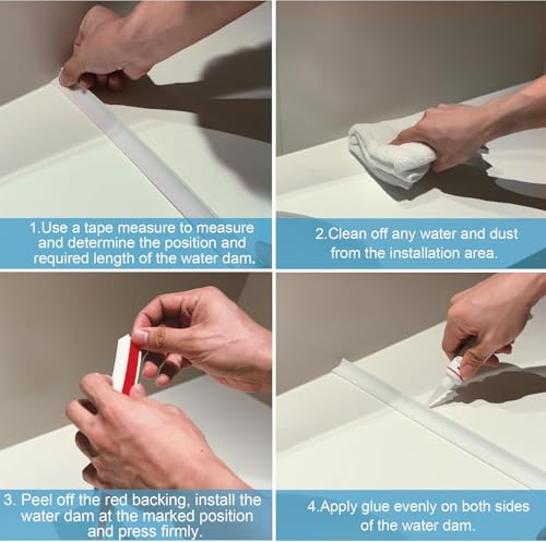 Image of URBANMONK Self Adhesive Water Stopper for Bathroom | Water Stopper for Kitchen Slab with Glue Stick (Grey Small, 2 Meter)