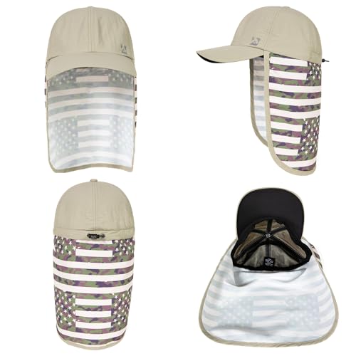 Image of TOP-EX L /XL /XXL UV50+ Waterproof Neck Flap Baseball Sun Cap | Large-head fit; UPF 50+ ear and neck coverage; waterproof shell; adjustable drawcord for fishing, hiking and outdoor work