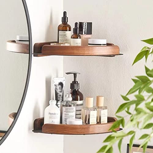 Caddy de douche d'angle en bois massif et aluminium durable