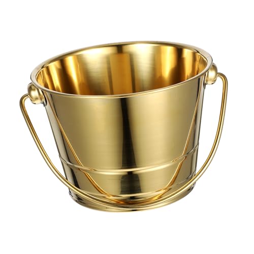 Gatuida Seau à Glaçons INOX Doré Seau à Glace Portable Multifonction pour Bière Et Vin Refroidisseur Pratique pour Bars Et Fêtes