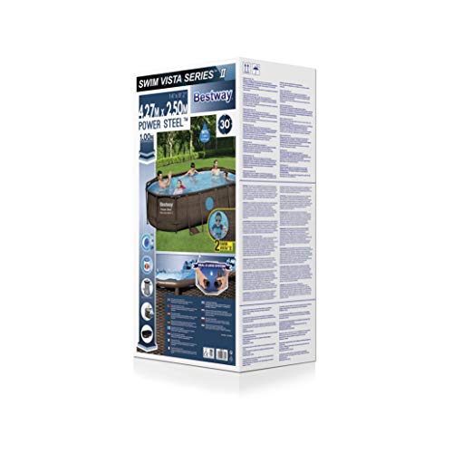 Bestway Power Steel™ Swim Vista Series™ Frame Pool 427 x 250 x 100 cm, Komplett-Set mit Filterpumpe, oval, braune Rattan… – Bild 4
