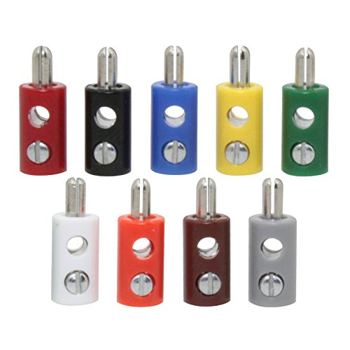 GOKarli 10 Stück Zwergstecker Miniatur Ø 2,6 mm mit Querloch und Schraubanschluss in Weiß Cover