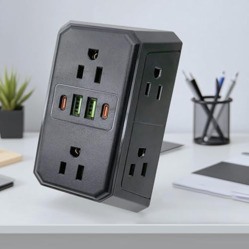 Enchufe múltiple con USB ideal para viajes y dormitorios con divisor de 6 tomas 2