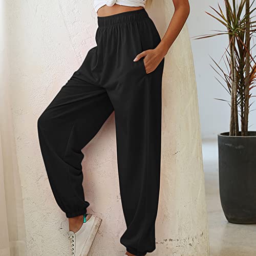 GBSELL Calça de moletom feminina ioga perna larga para relaxar confortável com cordão para treino ca