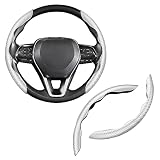 Cartist Steering Wheel Cover, Carbon Fiber Steering Wheel Cover Men/Women, Anti-Slip, Heat Resistant, Durable, Universal for 99% Car Interior Accessories (Silver)
