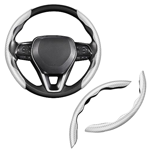 Image of Cartist Steering Wheel Cover, Carbon Fiber Steering Wheel Cover Men /Women, Anti-Slip, Heat Resistant, Durable, Universal for 99% Car Interior Accessories (Silver)