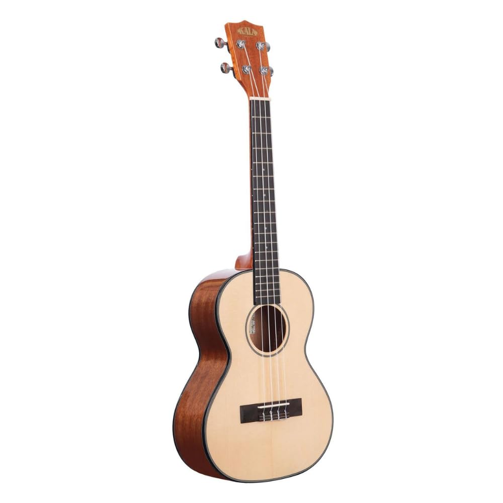 Kala Tenor Ukulele, Solid Spruce Top Mahogany, Bundle with Kala Klipz Tuner and Polishing Cloth - Blue - Image 2