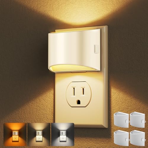 Image of DORESshop LED Night Light[4 Pack], White Night Lights Plug into Wall, 3 Level Brightness Adjustable Plug in Night Light, Dusk to Dawn Sensor, Nightlights for Adults, Bedroom, Bathroom, Hallway, 3CCT
