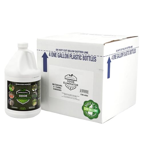 ZERO WASTE USA Odor Eliminator Ultra Concentrate - Commercial Strength Enzyme Cleaner - Eliminates odors from Any Organic Matter - Made in USA - Makes up to 128 Gallons (4 Gallons)