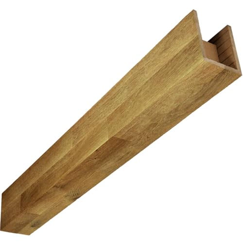 AmeriCraft Wood Wire Brushed Beam, 3-Sided (U-Beam), 9 1/2"W x 11 1/2"H x 96"L, Golden Pecan Finish, Stain Grade White Oak