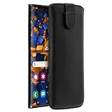 Galaxy Note 10 + Echt Leder Tasche - Dank der eingenähten Lasche, welche sich beim Einschieben zurückzieht, können Sie Ihr Note10+ einfach aus der Handytasche nehmen.