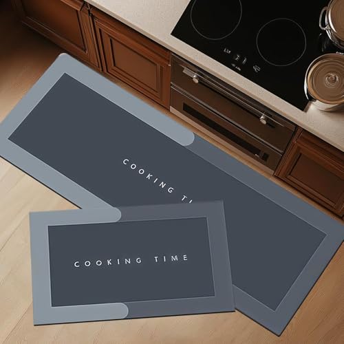 Image of CANWAY Kitchen Mats for Floor Anti Slip, Set of 2 (40x60 cm & 120x40 cm), Waterproof & Washable Kitchen Floor Mats, Super Absorbent Kitchen Mat for Sink, Cooking Area & Home, Grey Design