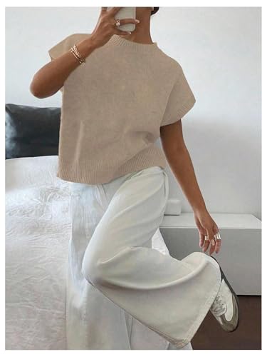 Image of SOLY HUX Women's Short Sleeve Sweater 3D Floral Sweaters Pullover Tank Tops Knit Vest Trendy Fashion Clothing