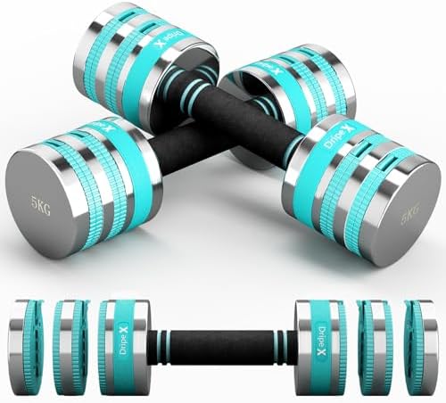 Dripex Mancuernas Ajustables de 2,5 kg/5 kg/10 kg, Juego de Pesas...