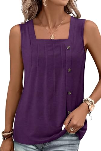 KISSMODA Womens Boho Tops for Summer Sleeveless Tanks Loose Fit Casual Blouse Daily Shirts for Leggings (S-3XL)