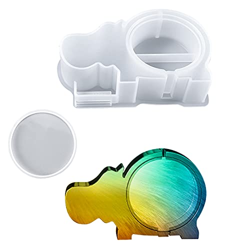 KyeeaDIY 2 Pcs Piggy Bank Resin Molds Storage Elephant Hippo Pig Silicone Mold Coin Holder Molds Resin Jewelry Box Epoxy Mould DIY Crystal Agate Casting Mold for Coins, Jewelry Organizer