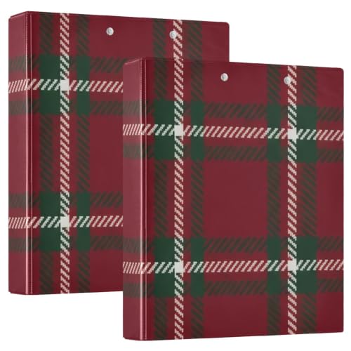 Classeur 3 anneaux en D motif tartan rouge pour ecole et bureau